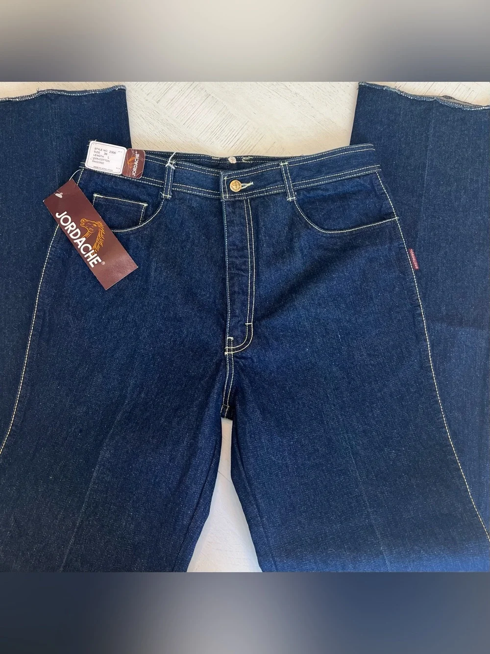 NWT Vintage Jordache Indigo Denim Jeans with Contrast Stitching - Picture 2 of 9